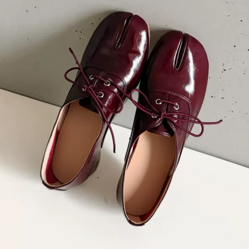 Split Toes Shoes for Womens Crossover Strap Ladies Sewing Lines Female Loafers Solid Chassure Femme Shallow Zapatos De Mujer