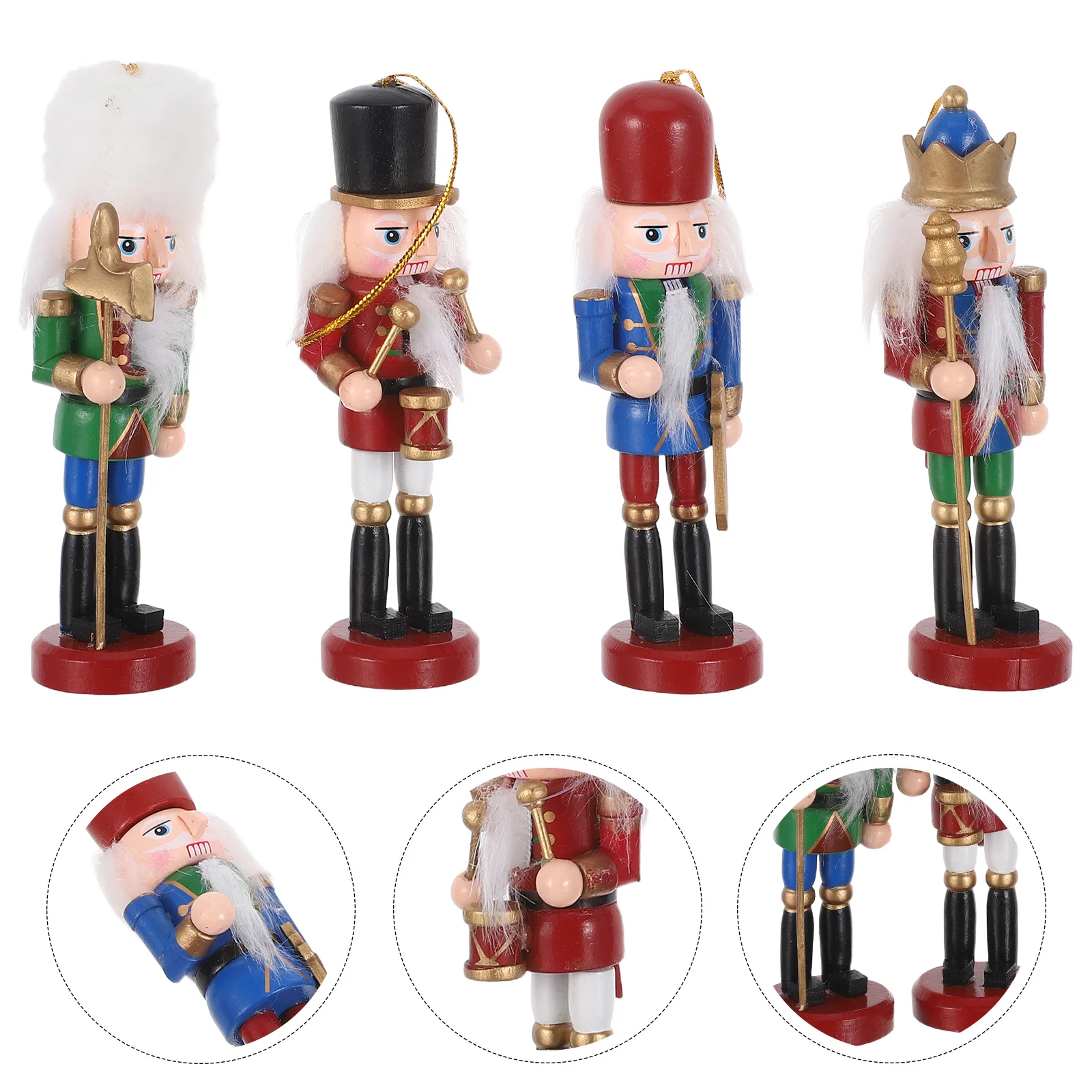 

Holiday Display Nutcracker Set Nordic Style Wooden Soldier Statues Christmas Decoration for Xmas Party Table Shelf Decor