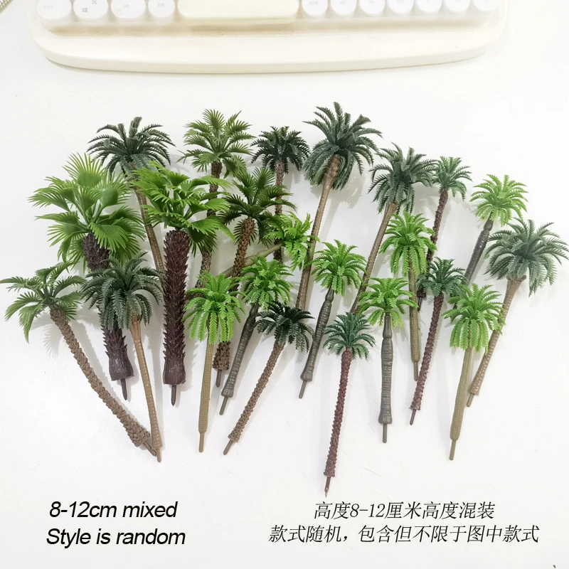 4-19cm set Landscape coconut tree model miniature Model palm coconut building sand table decoration scale train railroad layout