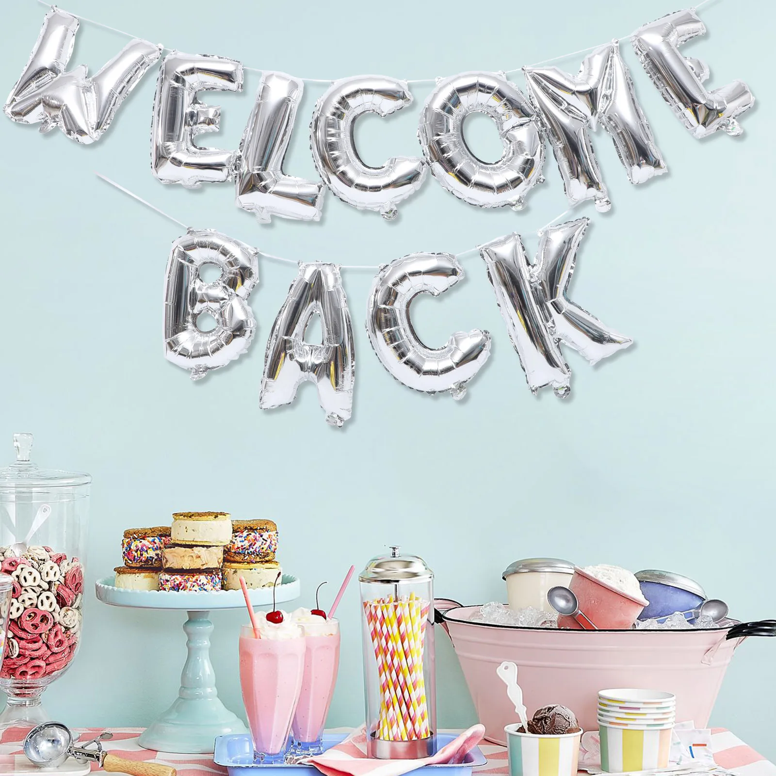 

1Set Welcome Back Balloons Creative Foil Letter Decor for Students Returning Class Teacher Gift Idea School Entrance Celebration