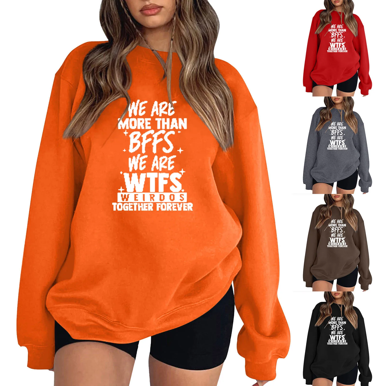 

Scoop Neck Sweater Women's Casual Letter Printed Solid Color Long Sleeve Pullover Hoodless Sweatshirt For Jacket Women Set