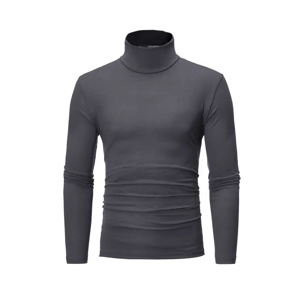 Man Thermal Underwear Tops Turtleneck Solid Color Long Sleeve Pullover Soft Home Office Sleep Slim Shirt Male Light