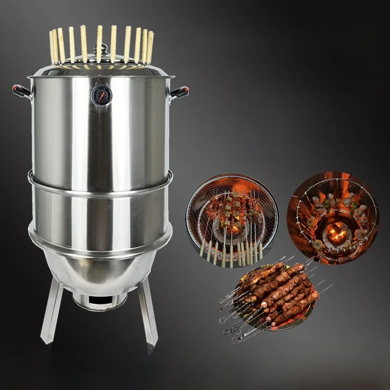 Churrasqueira Portátil com Balde para Lenha, Utensílios de Cozinha para Exterior, Panela de Cozimento Lento para Várias Pesso...