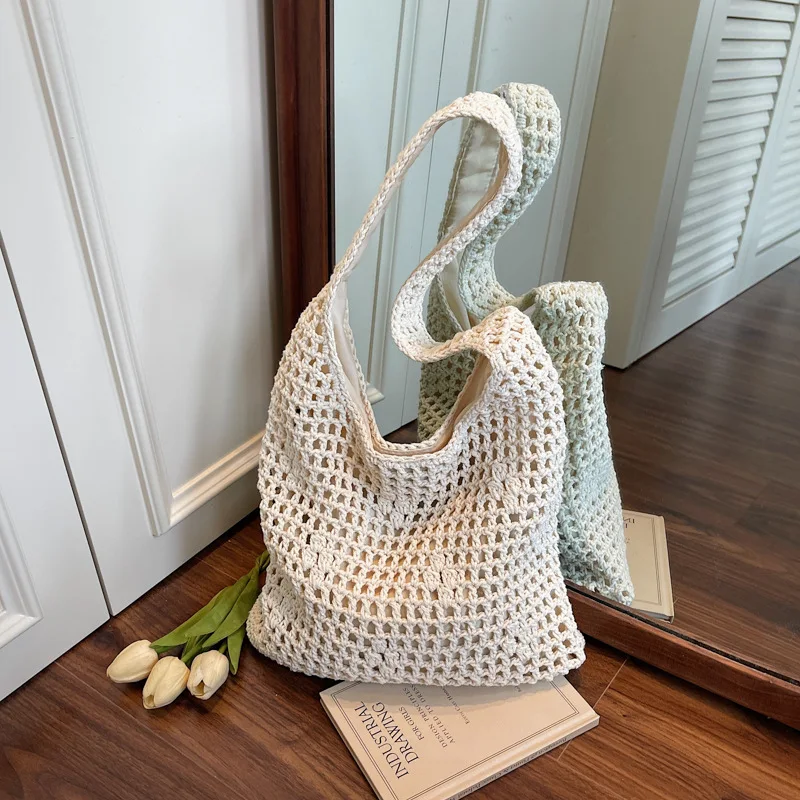 

Новая летняя вязаная сумка через плечо для женщин, богемная пляжная сумка, модная и универсальная для повседневного использования, сумка-кроссбоди.