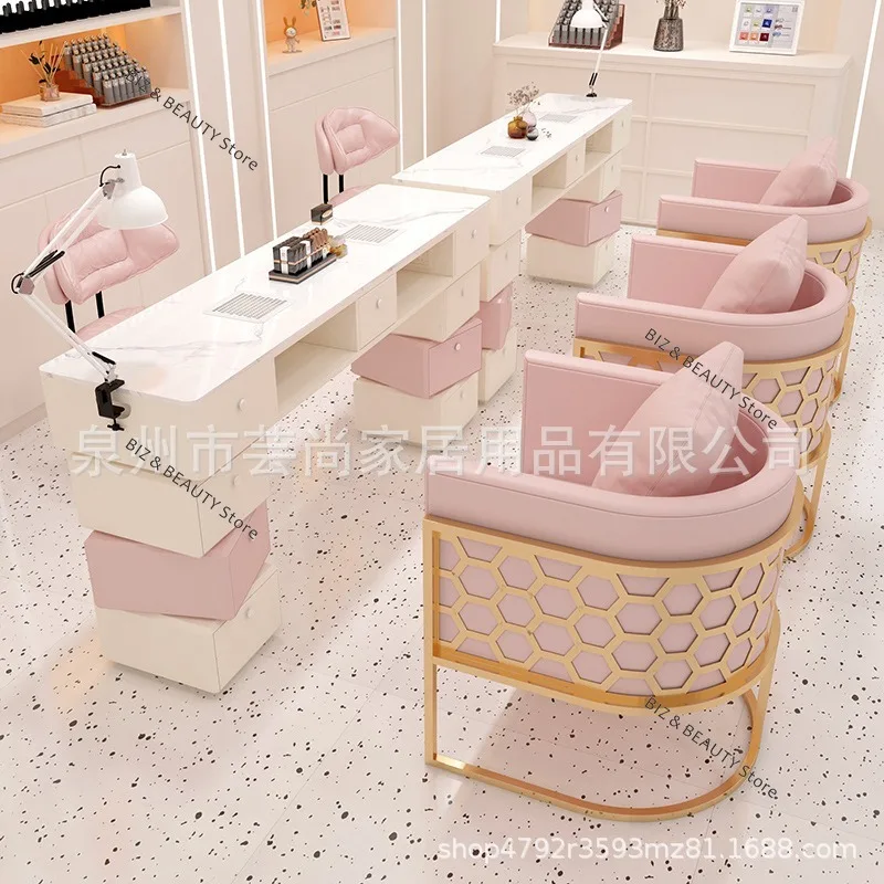 مجموعة كراسي لوحة الصخور طاولات أظافر متعددة الوظائف مع مقبس مكنسة كهربائية طاولات أظافر مكاتب استقبال أثاث Tavolo JTN #3