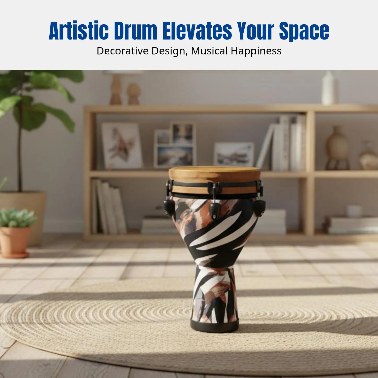 

African Drum, Mechanical Tuning, Lightweight Hand Drum, Artistic Pattern, Suitable for Adult Performance & Beginners