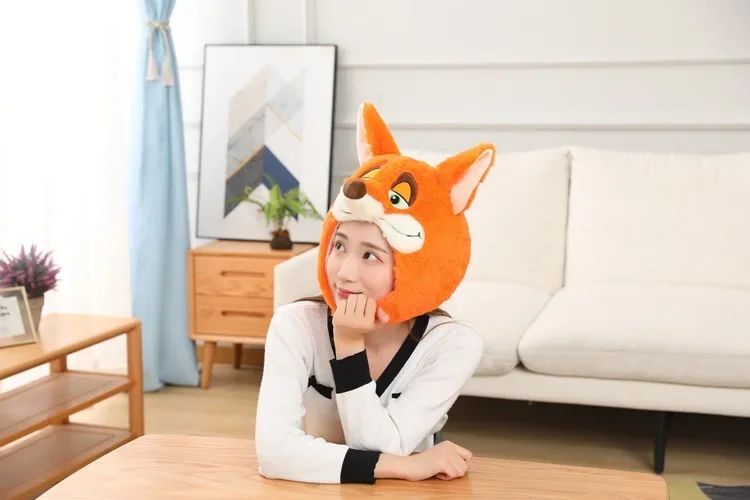 37cm Cosplay Simulation lovely fox head hat Cartoon headgear photo performance props Stuffed Plush Toys costume party girl gift