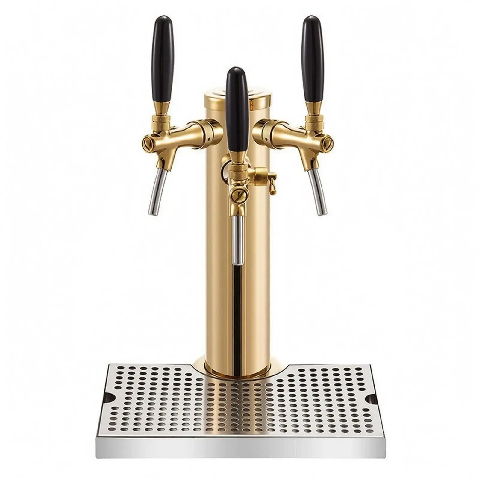 Beer Dispensing Tower Polished Gold Tap Beer Column with Drip Tray for Home Kitchen or Pub Use view 2