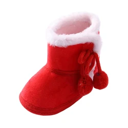 Toddler Boys Girls Warm Plush Cotton Shoes stivali rossi caldi-Fluffy Flock Snow Slip On Shoes scarpe da bambino antiscivolo per neonati 0-12M