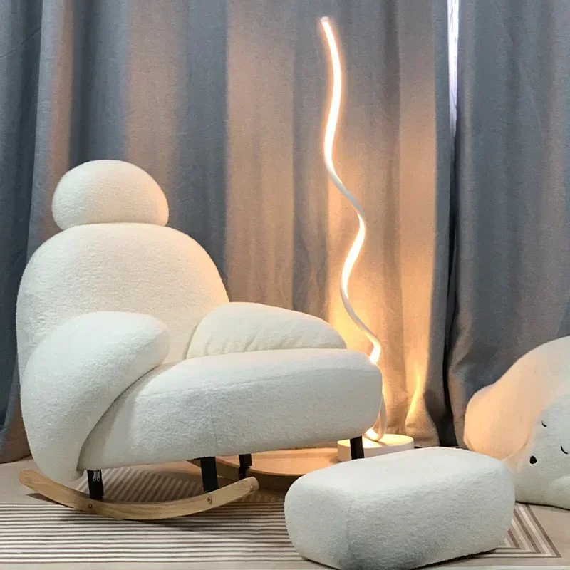 Big White Rocking Chair Living Room Recliner Adult Home Balcony Leisure Chair Net Celebrity Lazy Sofa Light Luxury Single