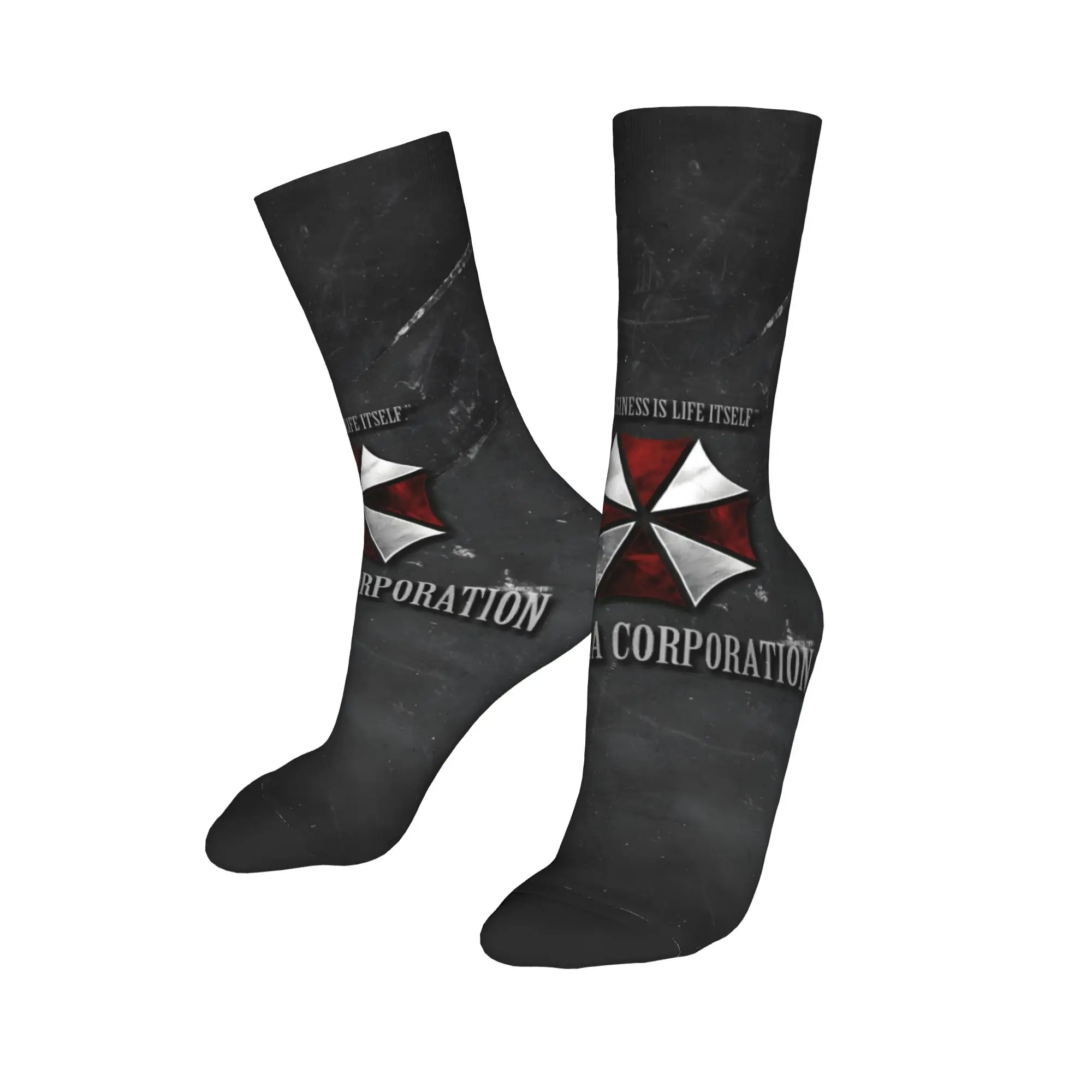 

Custom Cute Mens Umbrellas Corporations Dress Socks Unisex Breathbale Warm 3D Printing Bloody Logo Raccoon City Crew Socks