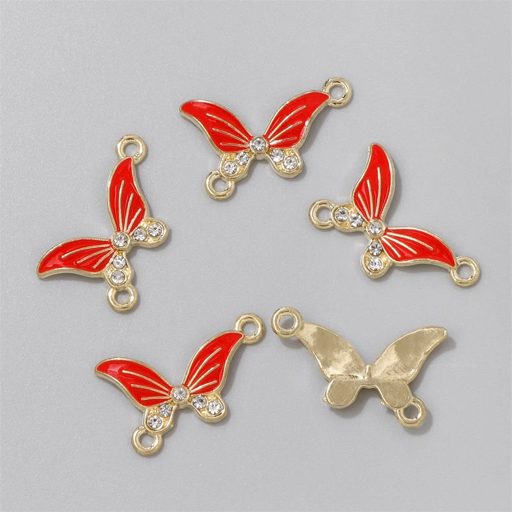 Wholesale Bohemian Butterfly Connector Enamel Alloy Metal Drop Oil Butterflies Charms For Jewelry Making Bracelt Findings DIY