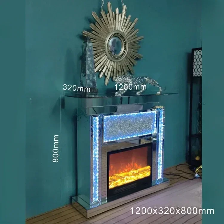 European minimalist mirror fireplace decoration, home foyer decoration, villa corridor background wall decoration cabinet