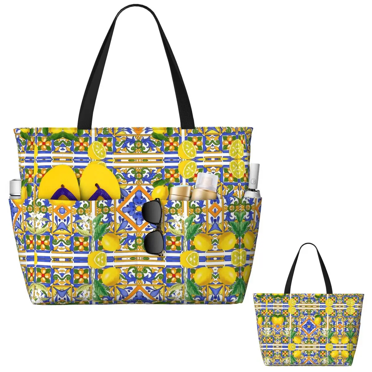 Летняя, китайская плитка, цитрусовые, диапазоны, пляжная большая сумка, спортивная спортивная сумка для занятий йогой, большая большая сумка, женская дорожная сумка, сумка для фитнеса