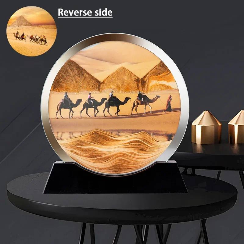 

Sandscape Moving Sand Art Picture Desert Earth Double Sided Glass Quicksand Craft 3D Hourglass Flowing Sand Painting Home Decor