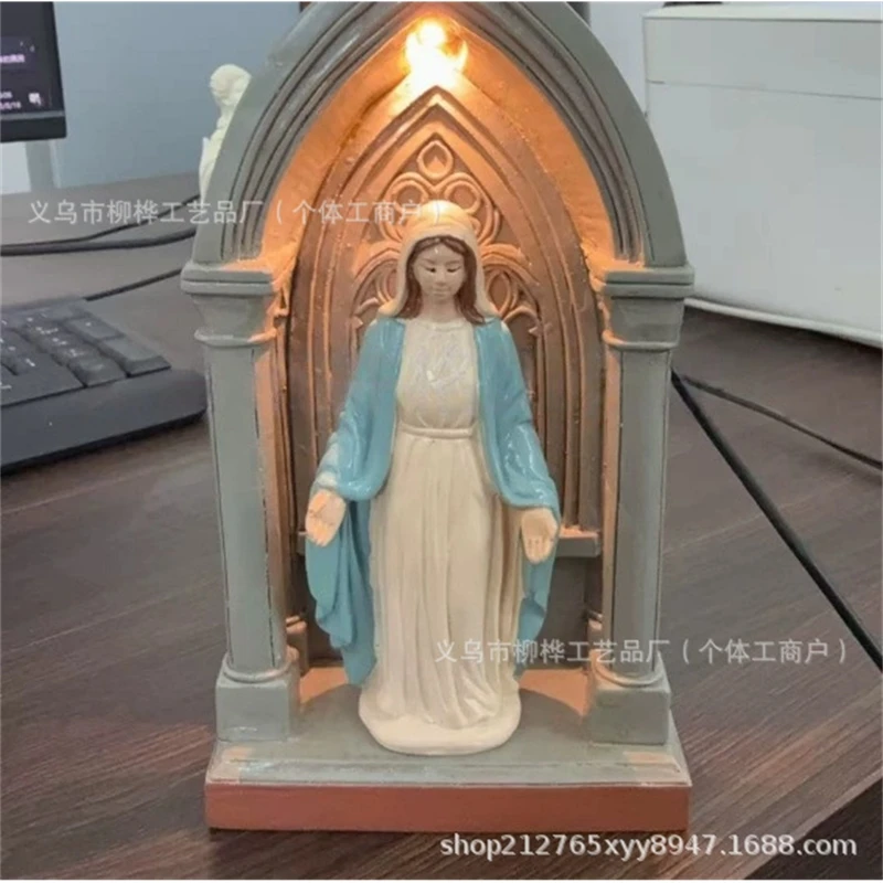 Virgins Marys LED Devotional Table Lamp Religious Worship Desk Light Ornament For Prayer Bedside Home Faith Decoration Gift