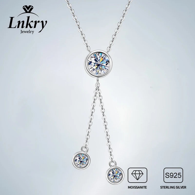 

Сертифицированное Lnkry ожерелье из муассанита 6,5 мм и 4 мм для женщин, Bijoux Argent, стерлинговое серебро 925 пробы, кулон с кисточкой, ожерелья, ювелирные изделия