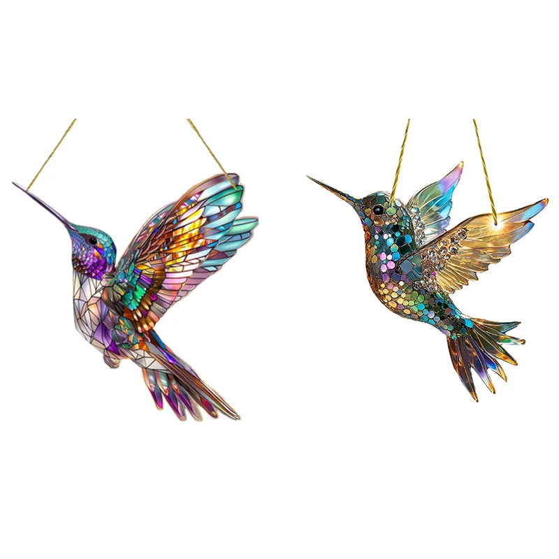 Yifare Spirit Birds, Sheremart Spirit Birds, Suncatcher de pássaros acrílicos, ornamento de pássaros para árvore de Natal, coletor de sol de beija-flor