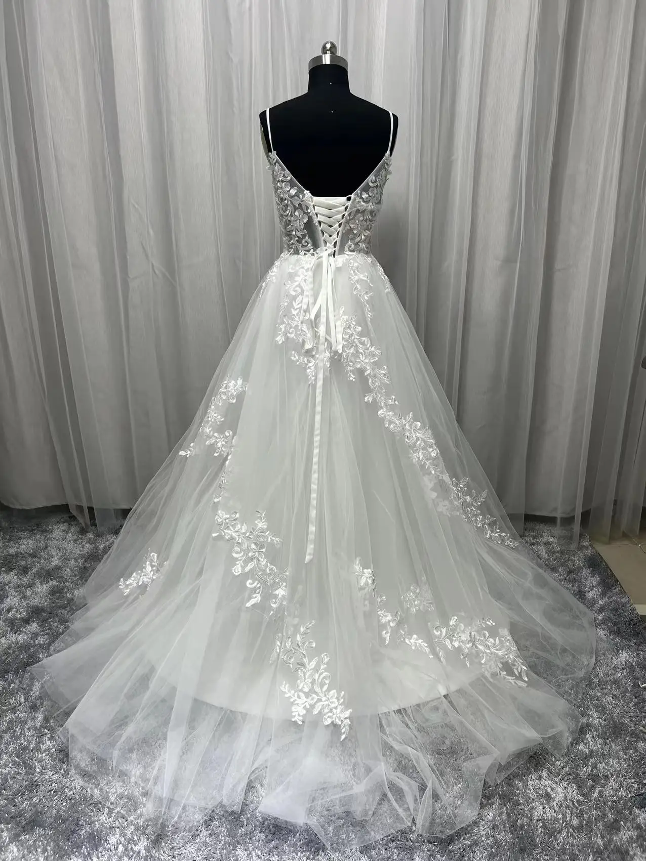 Real Photo Spaghetti Straps Boho 2022 Robe Mariee Wedding Dress Lace Applique Backless Custom Made Bridal Gown De Novias