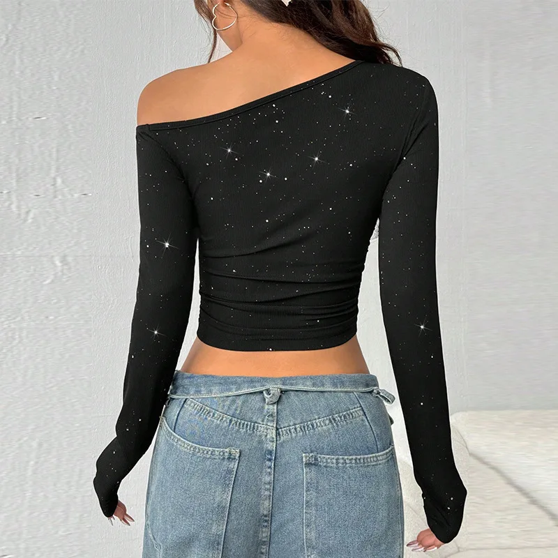 Hot Girls Hot Rings Long-Sleeved T-Shirt Women's Spring Y2K Slim-Fit Knitted Top Ropa Para Mujer