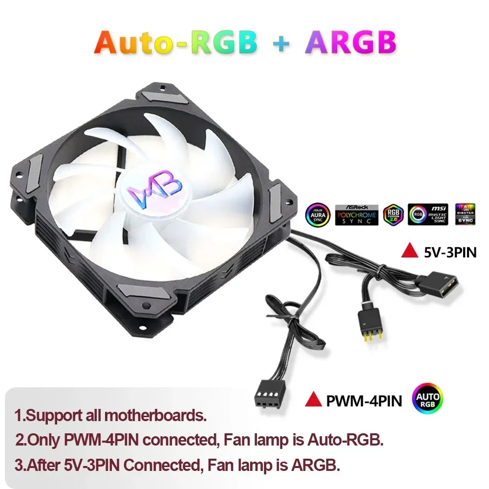 CPU Ventilador Fan RGB ARGB PWM 4PIN Intel LGA 1150 1151 1155 1156 1200 1700 2011 X79 X99 AMD AM3 AM4 Cooling Cooler Radiator