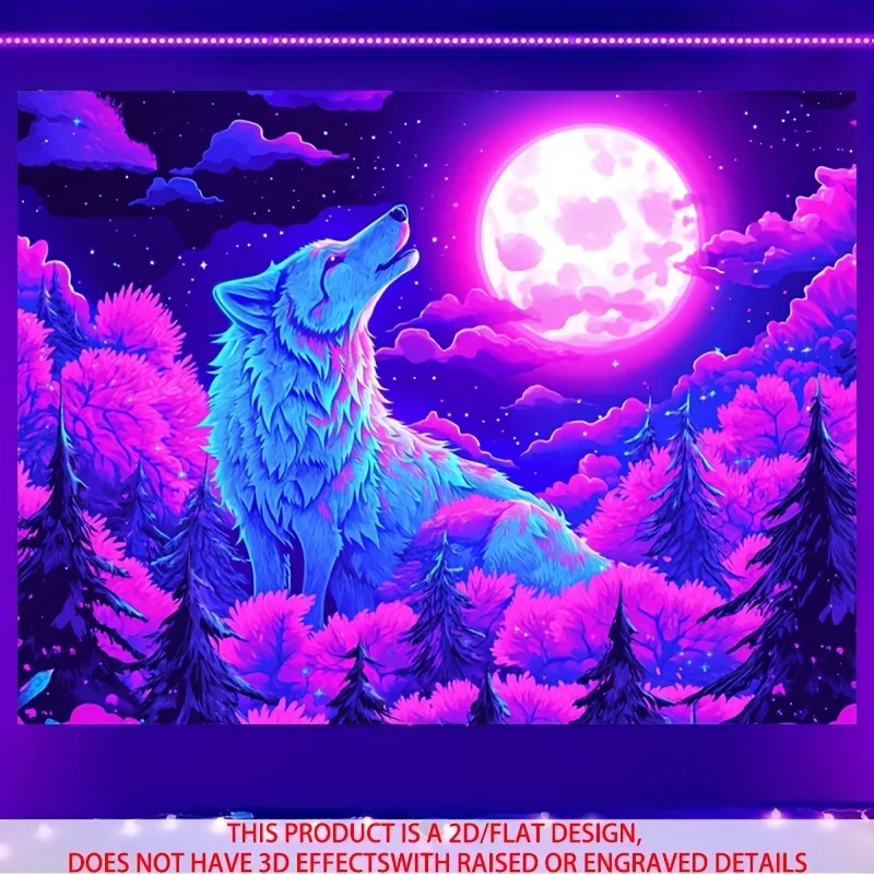 VIKAMA Lone Wolf Tapestry Living Room Feature Wall Personalized Study Forest-Themed Bed & Breakfast Decor