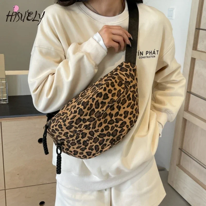 

Large Size Leopard Prints Chest Bags For Women Canvas Large Capacity Shoulder Crossbody Bag 2025 Summer Latest Waist Fanny Pack