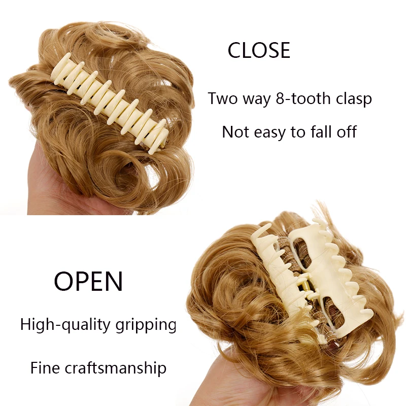 Synthetic Chignon Messy Curly Claw Hair Bun Scrunchy Fake False Hair Band Tail for Women Hairpieces Black Blonde Brown