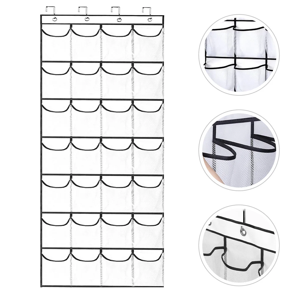 

1 set 1 Set Over The Bag Multi-Tier Closet Door 28 Grid Transparent Mesh Material Wall Hanging Storage Bags Multi-Function Room