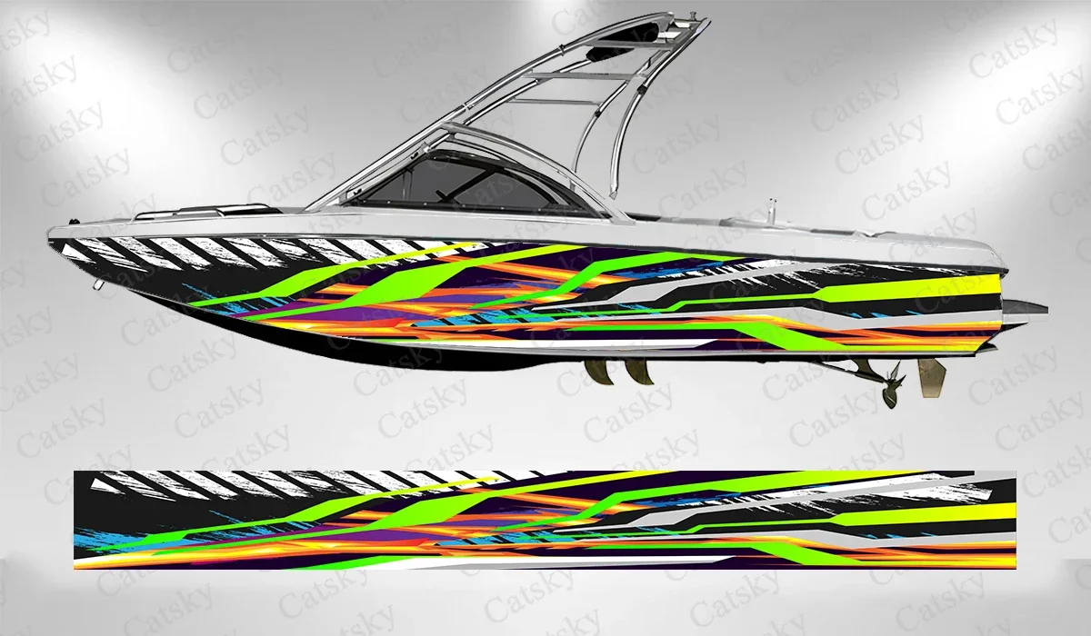 Colorful irregular stripes abstract pattern Boat sticker vinyl boat pontoon deck boat fishing decorative pontoon boats decal