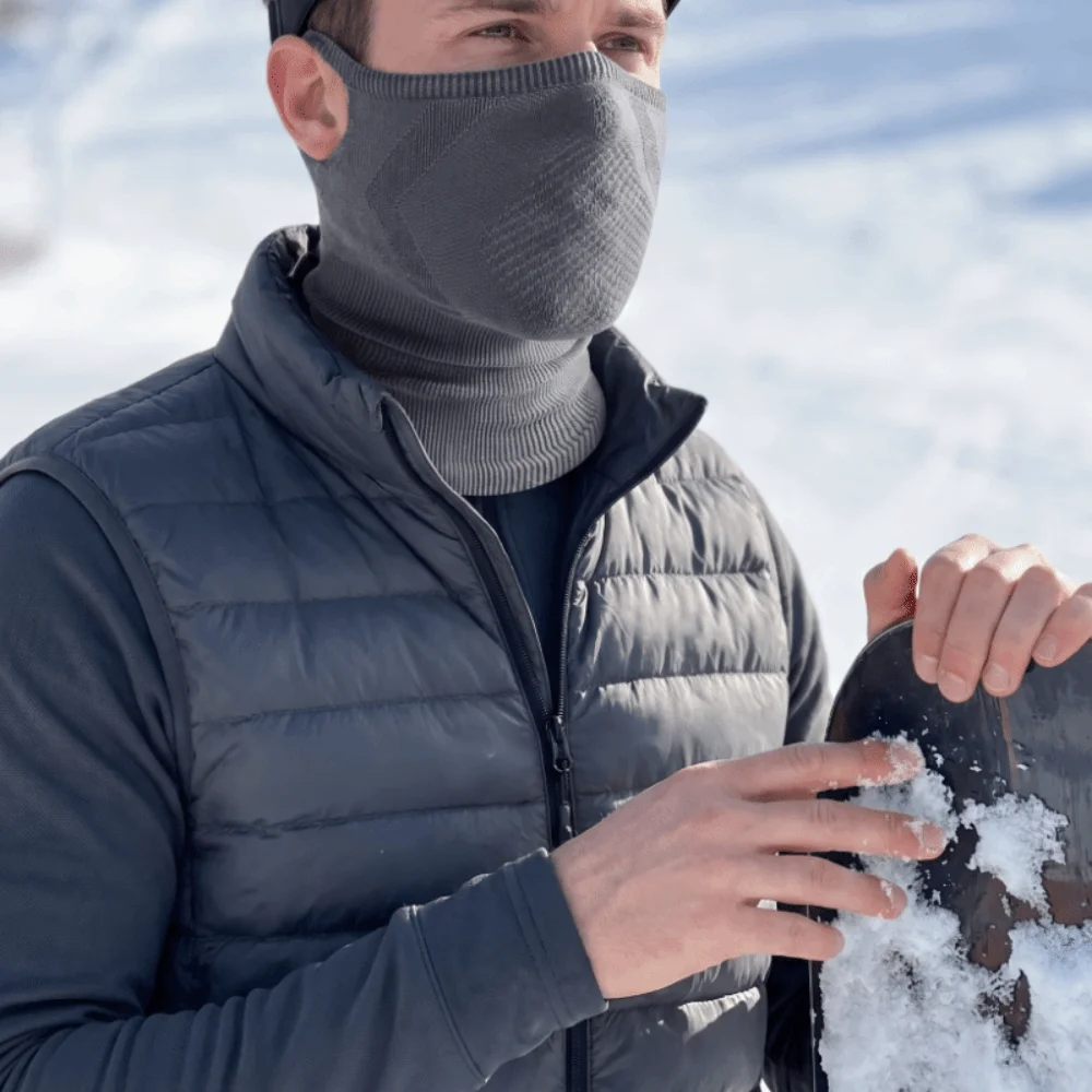 Stretch Elastic Neck Warmer Face Mask Knitted Jacquard Windproof Thermal Half-Face Face Shield Ear-Hanging Design Nylon Spandex