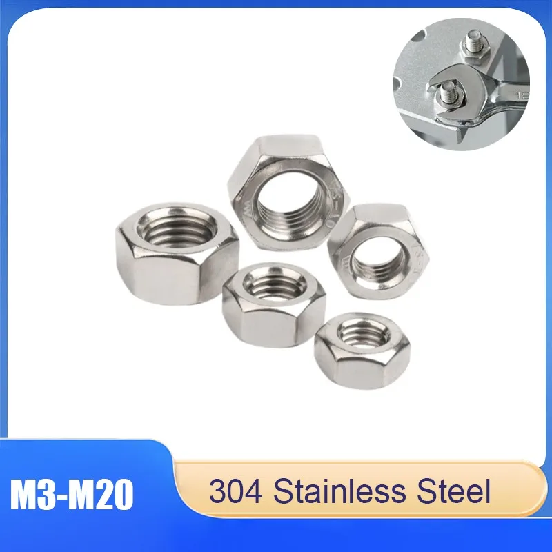 

1~100pcs 304 Stainless Steel Hex Hexagon Nut M3 M4 M5 M6 M8 M10 M12-M20 Left-Hand Thread Nuts Metric Reverse Thread Hexagon Nuts