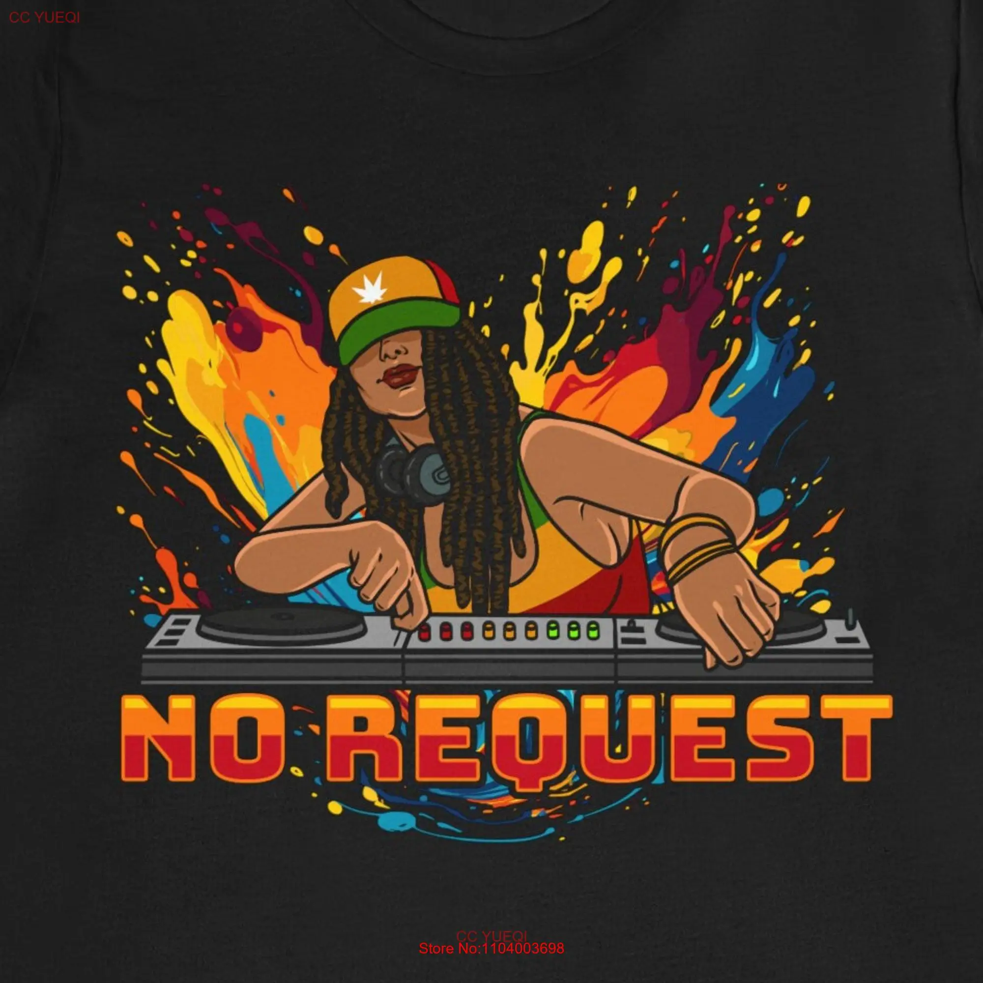 No Request DJ T shirt Woman Music Party Club Disco Nightlife Outfit New Trending Turntable Headphones Wear