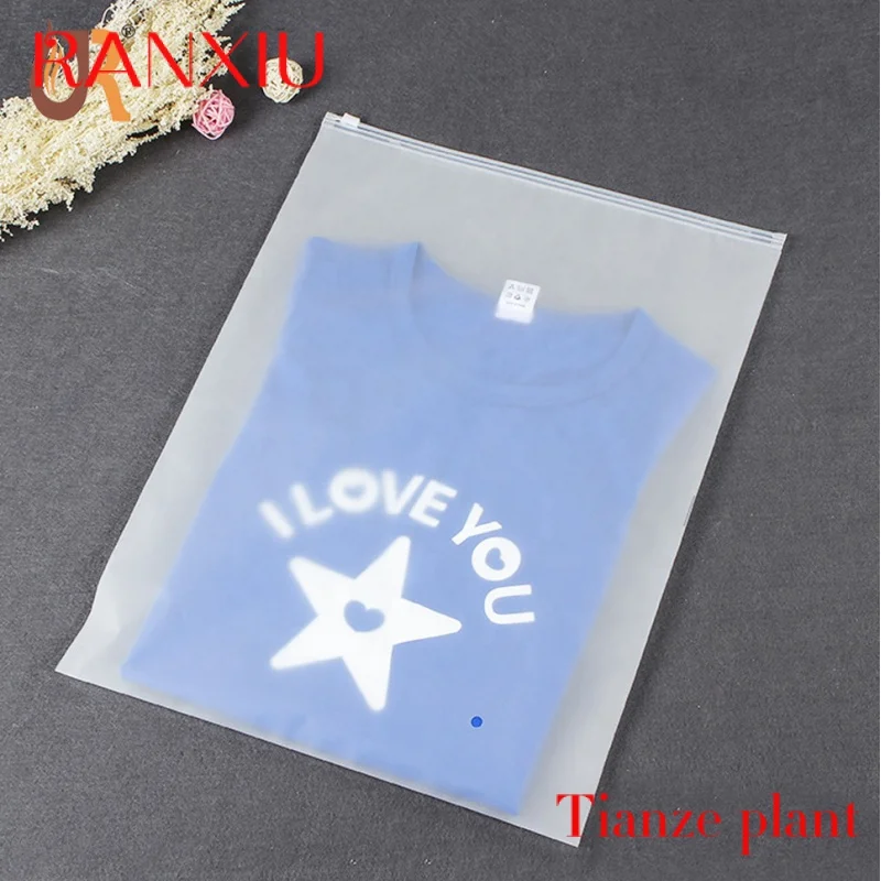 Custom Small size EVA clothing packing ziplock plastic bag logo printed zipper frosted custom clothing packaging bag