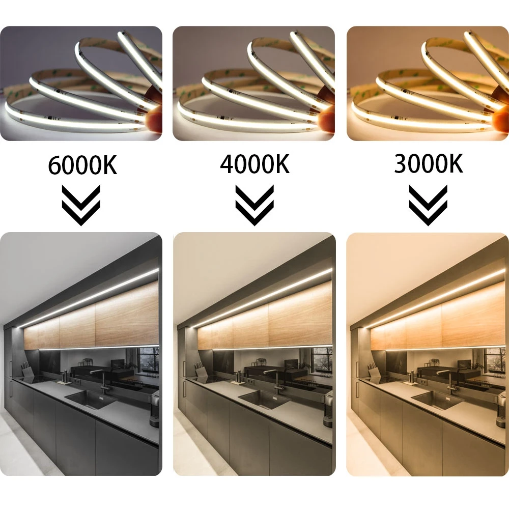 WS2811 IC COB 24V DIM LED Light Strip indirizzabile 420Led/m 50W flessibile ad alta densità FOB COB LED Lights RA90 3000K 4000K 6000K