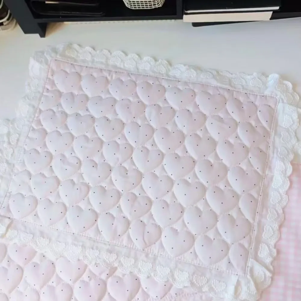 Love Lace Design Decorative Placemat Plaid Pattern Polka Dot Pattern Decorative Tablecloth Korean Style Coaster Set view 4