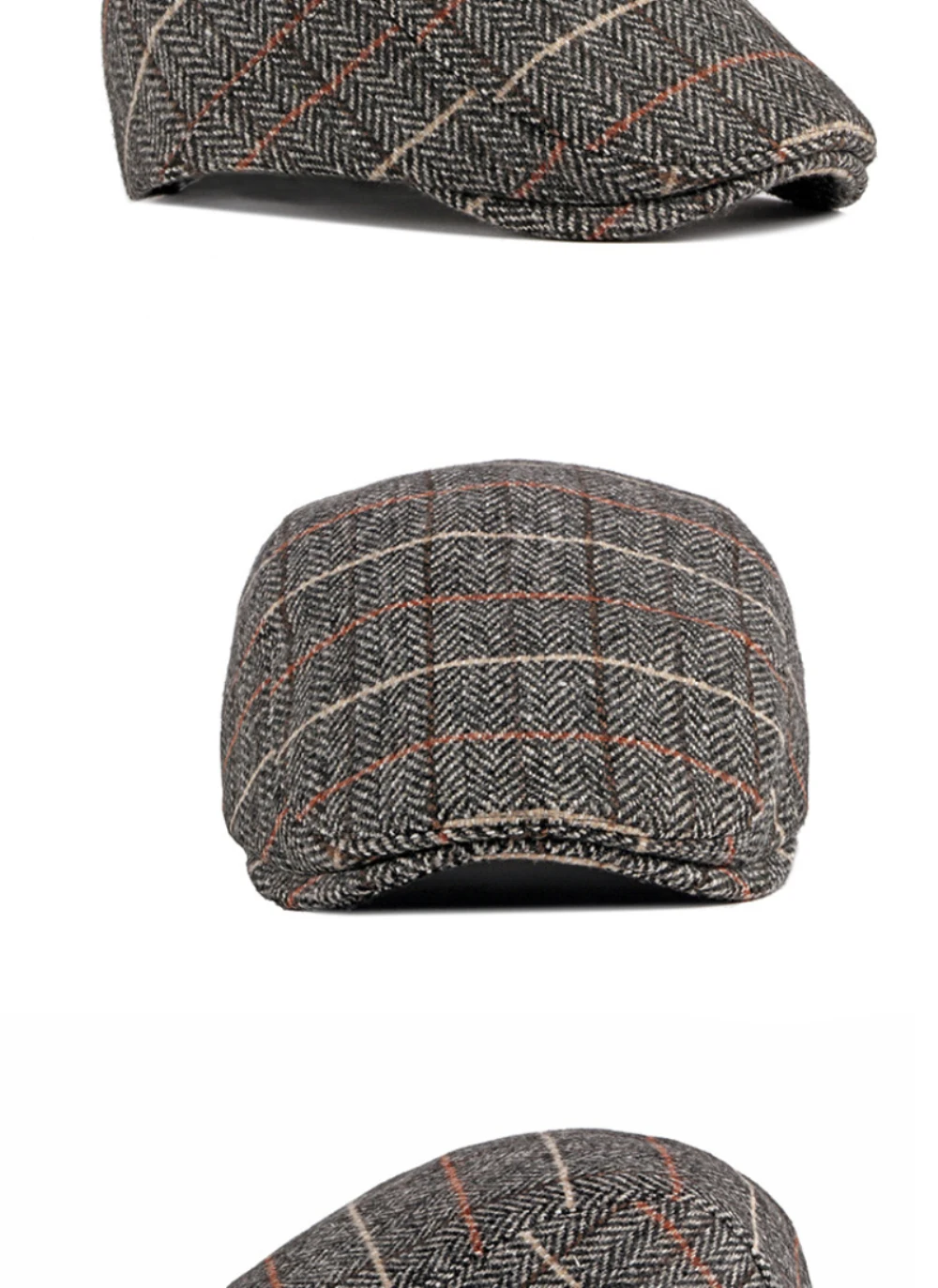 HT2903 Baskenmützen für Männer und Frauen, Retro-Künstler-Malermütze, karierte Baskenmütze, flache Ivy-Mütze für Damen und Herren, 2026 neue Herbst-Winter-Wollmütze. – Detail 4