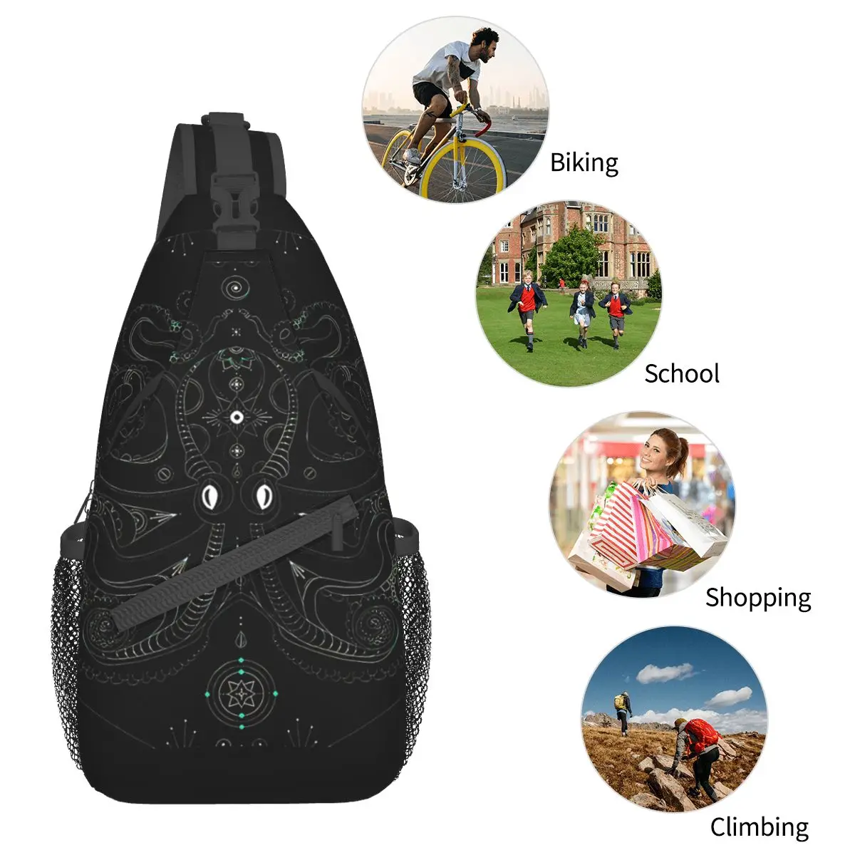 Tentacles Crossbody Bag Sports The Mastermind Mystic In Aqua Chest Bag Unisex Women Man Shoulder Backpacks