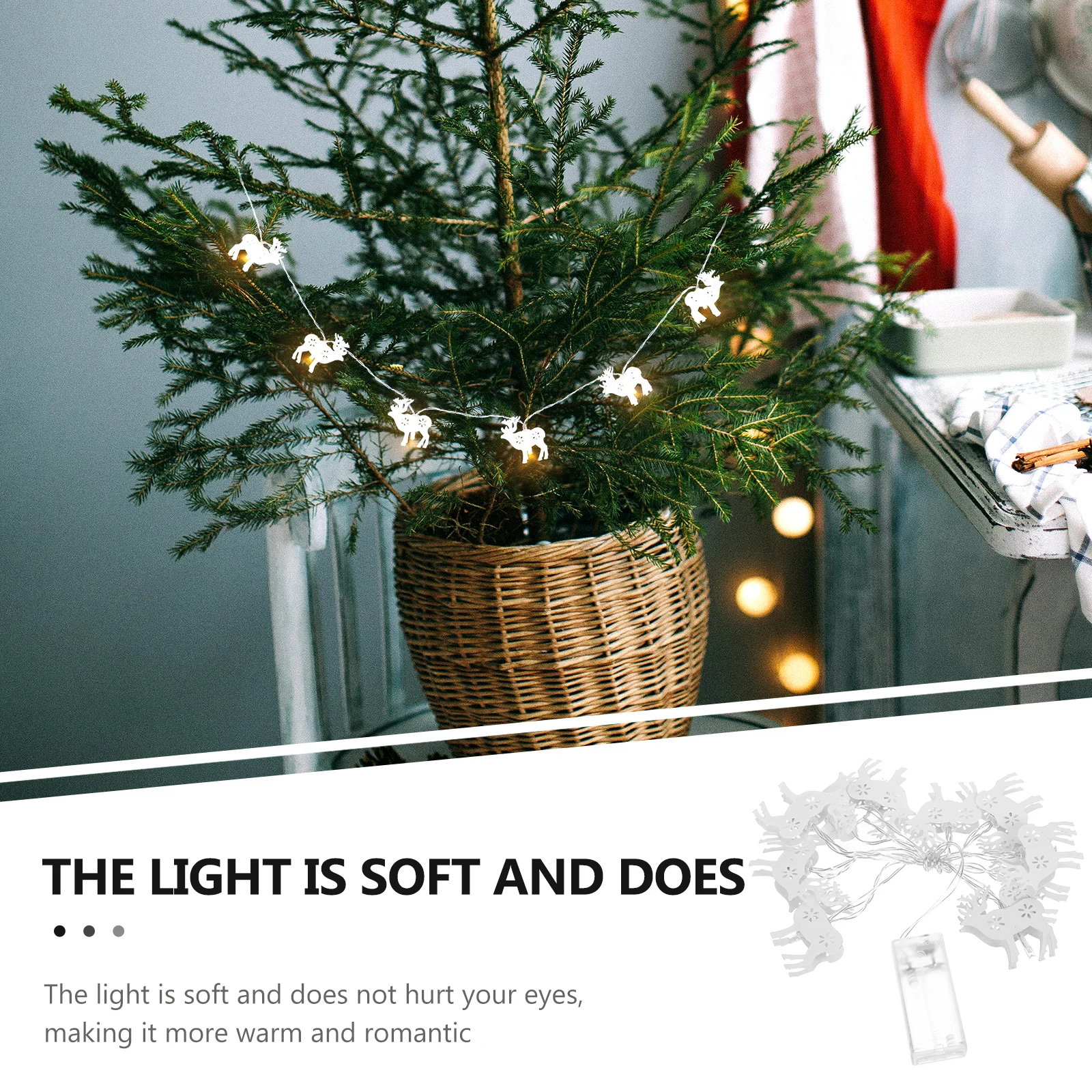 1개 크리스마스 엘크 스트링 라이트 장식용 LED 따뜻한 축제 램프 장식품 크리스마스 파티 장식 스트링 라이트