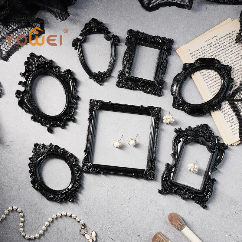 Latest 1Pcs European-style Resin Material Black-edged Prop Photo Frame, DIY Wall Decoration, Suitable For  Props