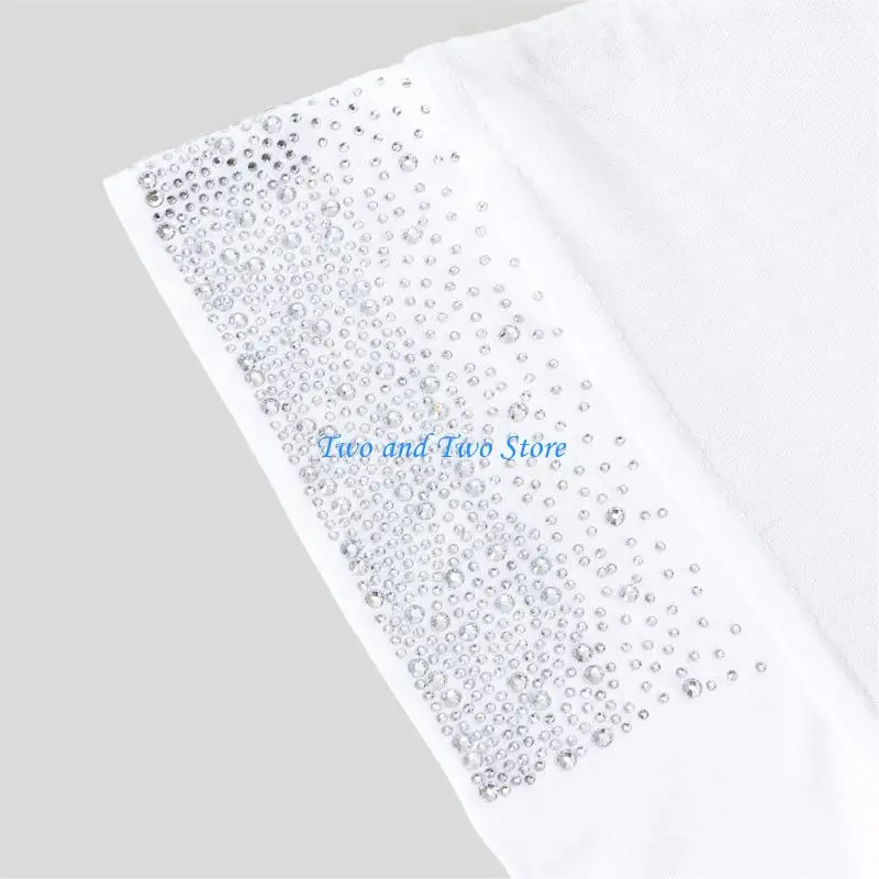 

HX6F Shimmering Scarf Hat Rhinestones Decors Comfortable Turban Bandana Cap for Women