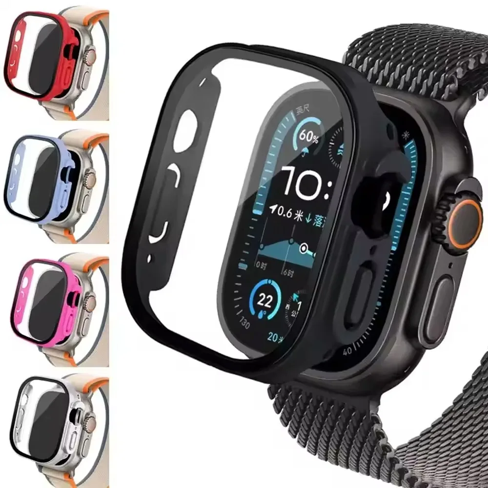 Glass+Case for Apple Watch Ultra 49mm Smartwatch PC Bumper High Definition Tempered Case Screen Protector for IWatch Ultra 49mm