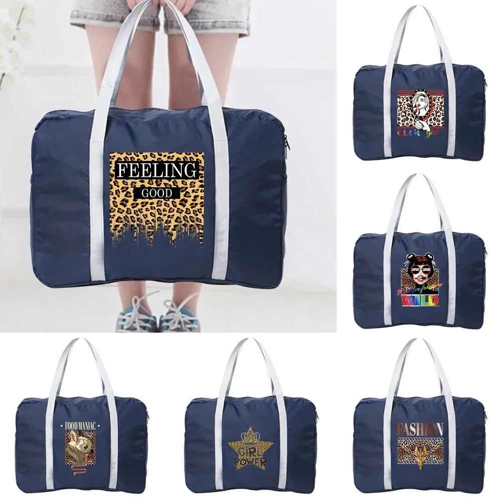 

2026 Travel Bags Large Capacity Unisex Luggage Handbags Clothing Organizer Portable Luggage Bag Leopard Pattern Series