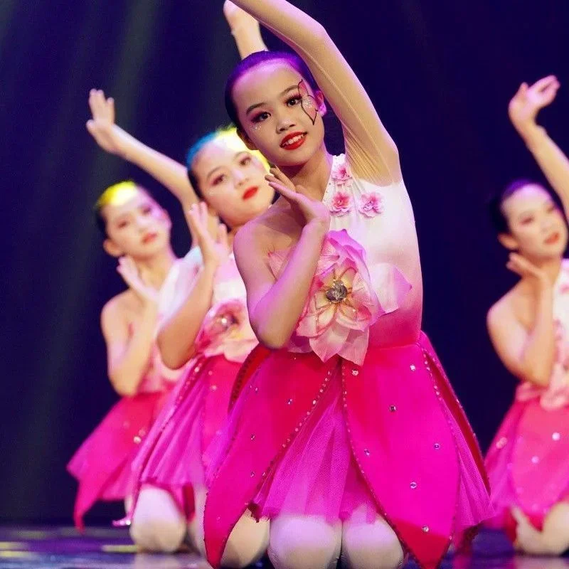 2025Children’s Magnolia Fragrance Performance Costume Peach Blossoms Girls’ Lotus Style National Opening Dance Magnolia Blossoms