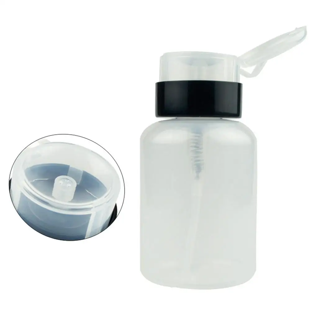 

210 Ml Nail Polish Remover Travel Bottles Lockable Plastic Bottle Push Down Dispenser Pump Alcohol Makeup Remover Toner