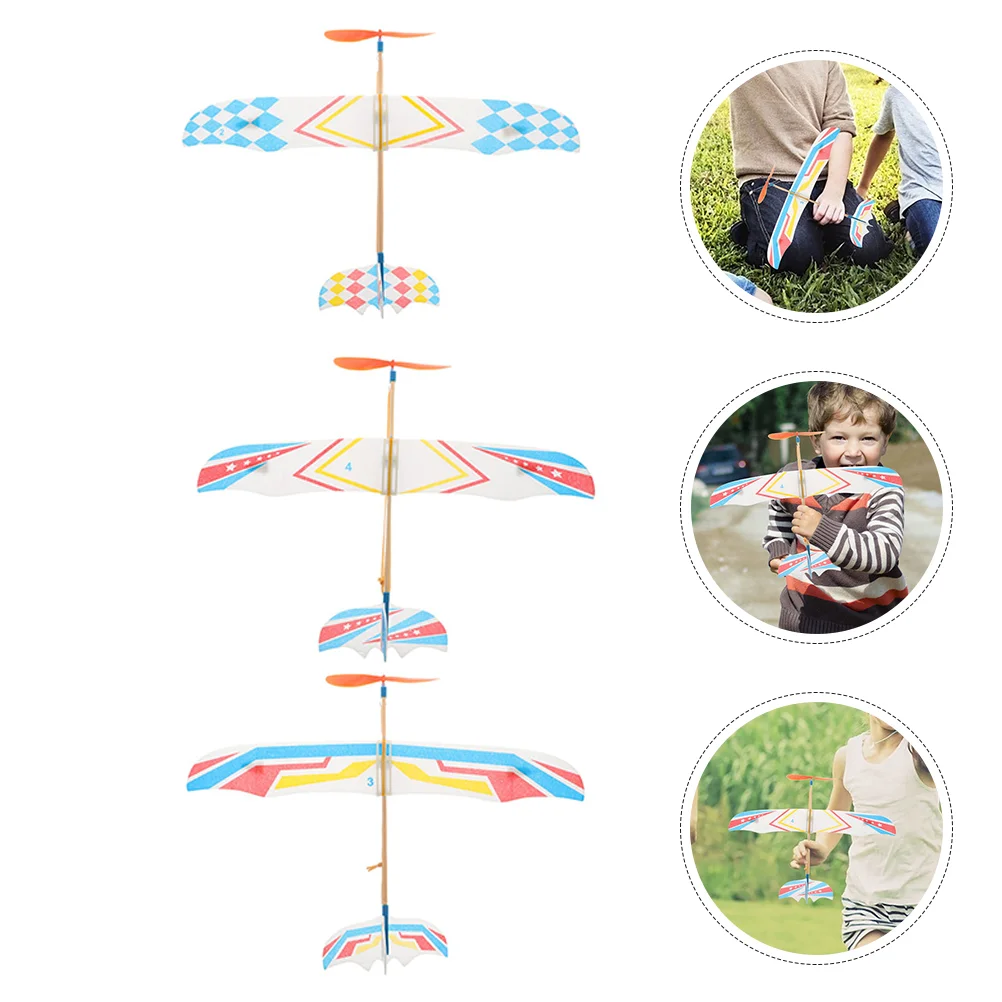 8 Pcs Rubber Band Plane Airplane Launcher Toy Throwing Glider Planes Model Toys Outdoor For Child