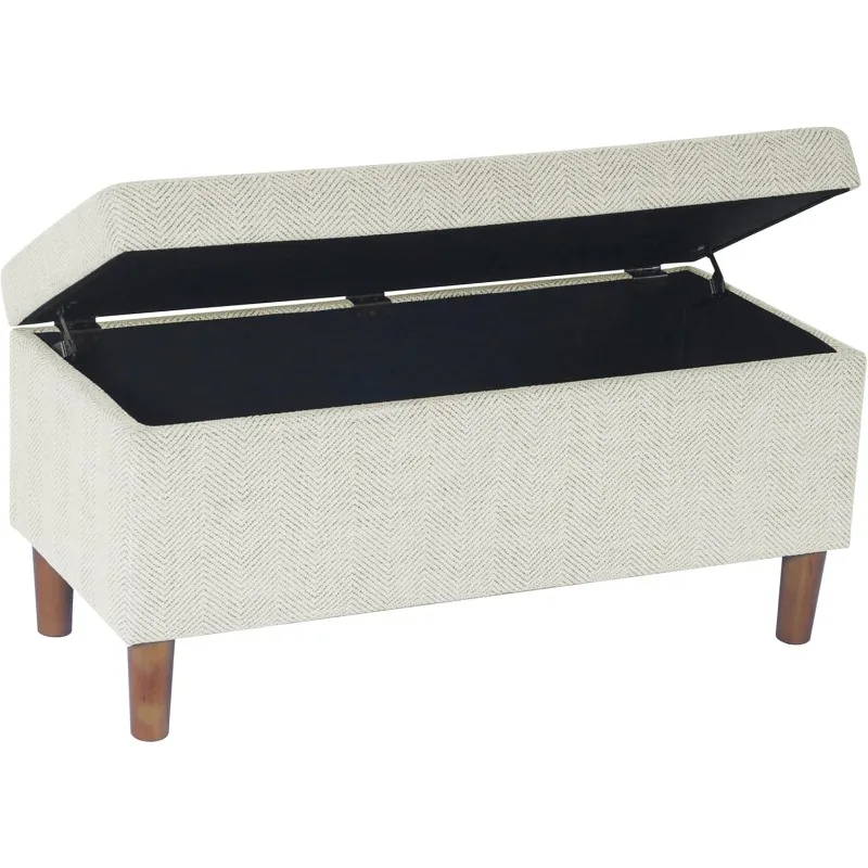 Malmo Decorative Storage Bench -Cream Chevron Woven
