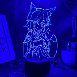 Anime The Helpful Fox Senko San 3D LED Neon Nightlight Birthday Gift for Friend Otaku Bedroom Decor Manga No Senko San Lava Lamp
