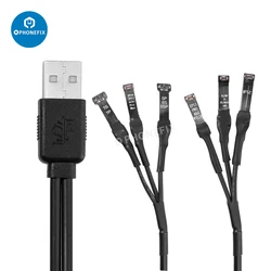 WYLIE Boot Power Cable 3A 6 ports FPC DC Power Supply Test Cable for iPhone 8 XS 11 12 13 14 14 15 16 Pro Max Motherboard Repair