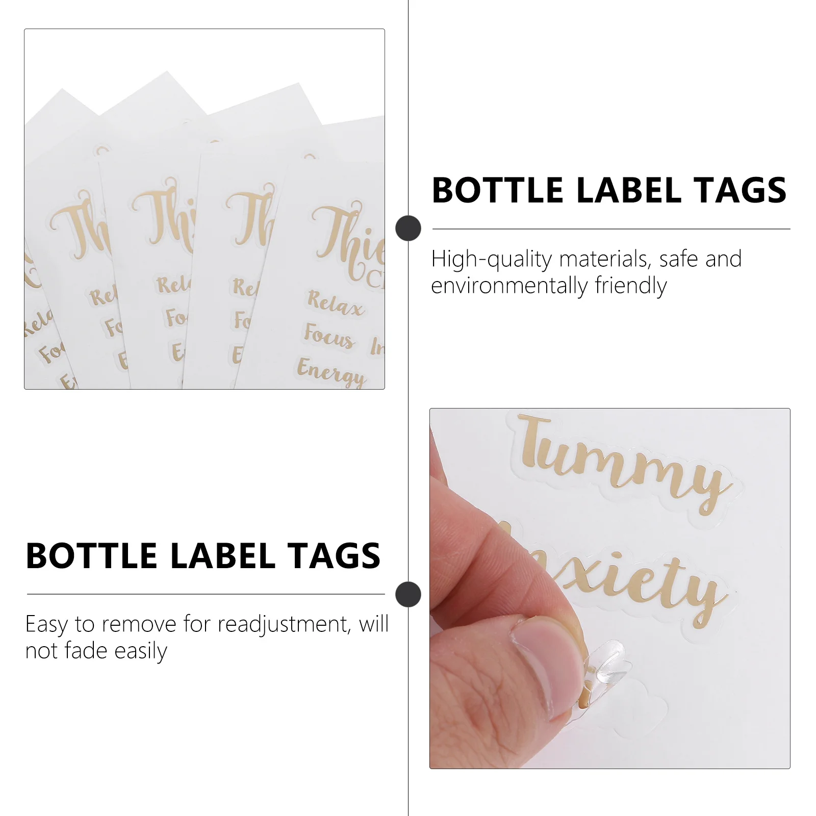 

6 Sheets Essential Oil Bottle Stickers Waterproof Self-Adhesive Labels for Perfume Jar Storage Container Organization